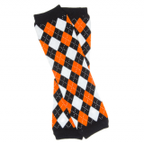 Leg Warmers Orange & Black Argyle