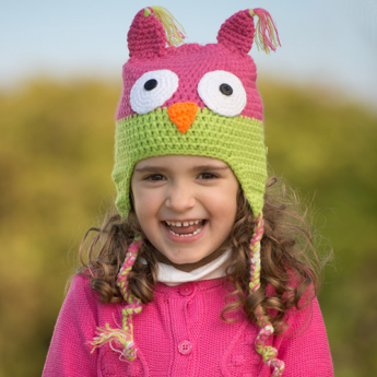juDanzy Owl Hat Hot Pink & Green