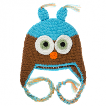 juDanzy Owl Hat Turquoise & Brown