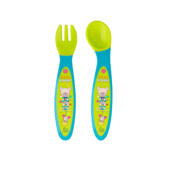 Rotho Fork & Spoon Set (Marine/Green)